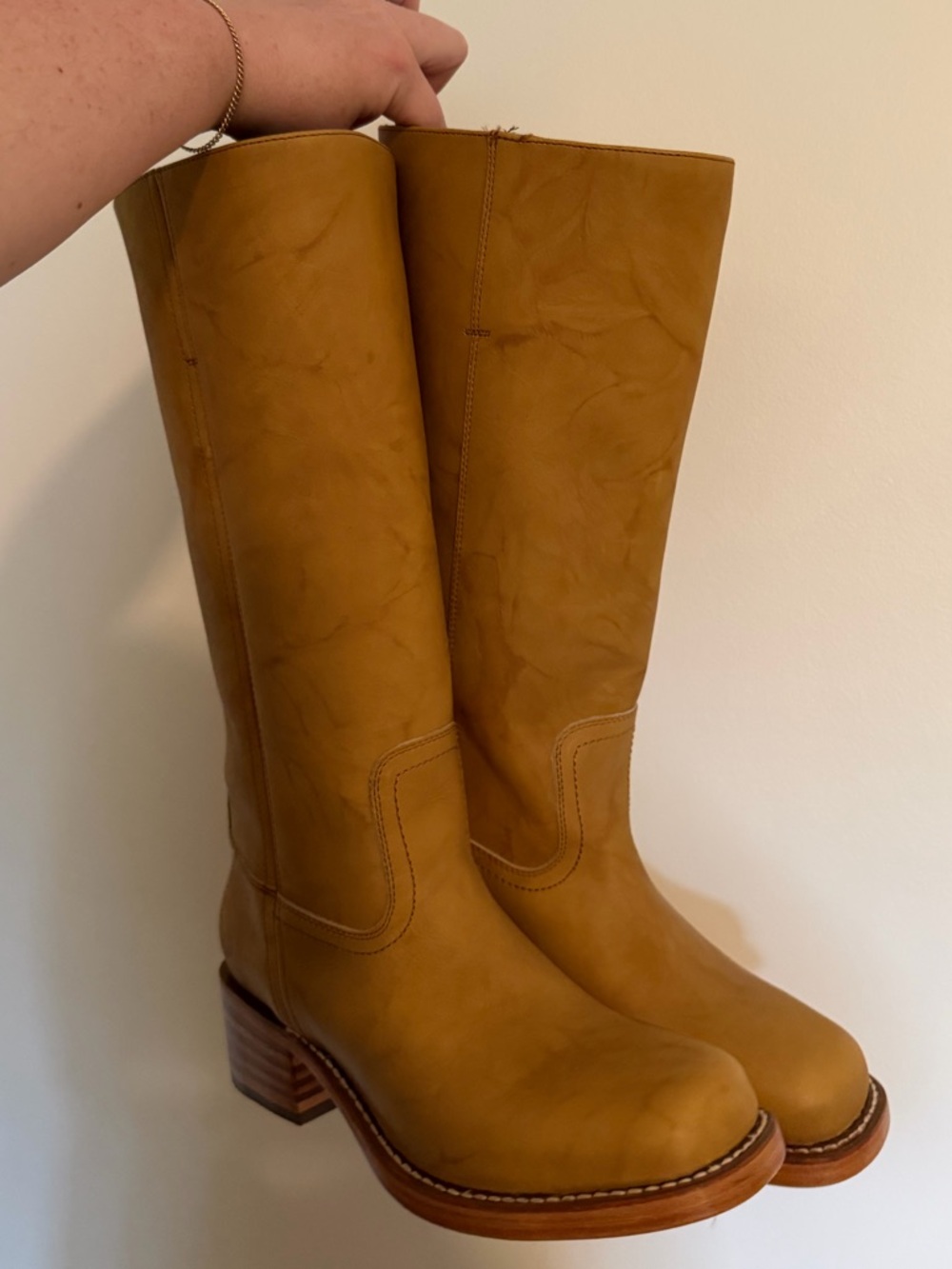 FRYE X Free People Campus 14L Boots, Leather, Yellow, Size 6 - Picture 6 of 10